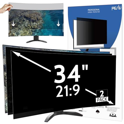 [2 Pack] 34 Inch Privacy Screen for Computer Curved Monitor 21:9 Aspect Ratio, Eye Protection Anti Blue Light Glare Shield, 34inch Removable Black Blackout Anti Spy Desktop Security Private Filter