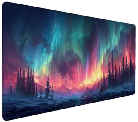 Gaming Mouse Pad Mouse Mat 700 x 300, Extra Large Mousepad Non-Slip Rubber Base Computer Keyboard Mat for Gaming, MacBook, PC, Laptop, Desk (Red, Aurora) Ergonomic Mouse Pad Gaming Mouse Pad 9-1