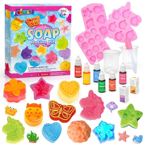 vamei 35 pcs Seife Selber Machen Set für Kinder 4-12 DIY Chemie Experimentierkasten mit Farbstoff Form Seifenbasis Duftenden Ätherisches Ölen Kreativ Spielzeuge Kindergeburtstag Weihnachts Geschenk