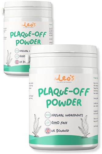 Leo's Plaque Off Powder for Dogs & Cats | 2 x 200g | Pet Teeth Cleaning | Cat & Dog Breath Freshener Dental Products 100% Natural | No Dog Toothbrush or Dog Toothpaste | Plaque Remover for Dogs & Cats