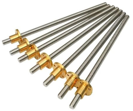 Edelstahl-Gewindespindel 1 Stück T12 Edelstahl-Trapezgewindestange mit Kupfermutter, Blei 12 mm 14 mm Länge 100–1000 mm T-förmige Schraube for Schrittmotor-3D-Drucker (Farbe: 500 mm, Größe: Blei 14 mm