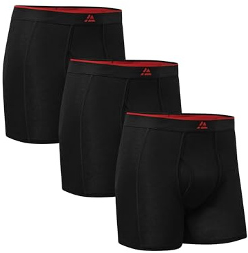 DANISH ENDURANCE Boxer Bambou Homme, Calecon Homme Ultra Doux et Respirant, Lot de 3 Noir 3XL