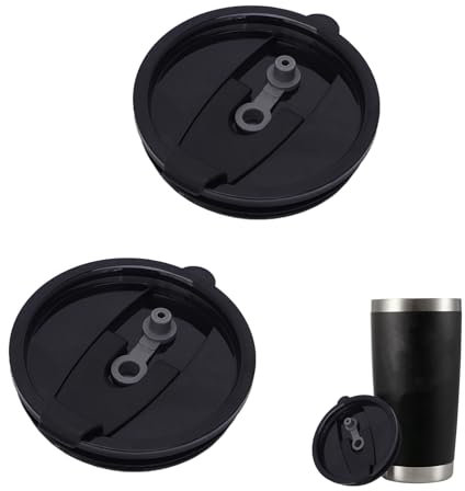 2Pcs 20oz Tumbler Replacement Lids for Travel Cups, Spill-Proof Skinny Cup Covers for Mouth Tumbler Cup, Cup Lids Suitable for Travel Outdoor Activities (Black)