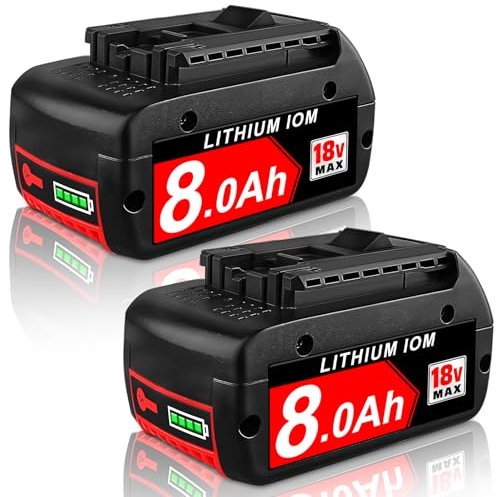 8.0Ah/8000mAh Ersatzakku für Bosch Akku 18V, Kompatibel mit Bosch Akku BAT618 BAT618G BAT609 BAT609G BAT619 BAT619G BAT610G BAT610 BAT618 BAT612 BAT622 (2PCS)