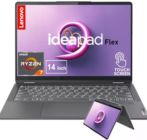 Lenovo IdeaPad Flex 5 | Laptop y tablet 2 en 1 de 14 pulgadas | Ryzen 7 5700U, procesador de 8 núcleos | RAM LPDDR4X de 16 GB, SSD de 512 GB | Pantalla táctil IPS de 2.2 K | Windows 11 | Teclado