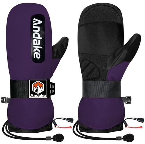 Andake Skihandschuhe für Herren Damen Jugendliche Snowboard Violett XS