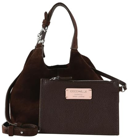 Coccinelle Leder Handtasche Umhängetasche C-Easy Handbag Suede Brunette/Brunet dunkelbraun