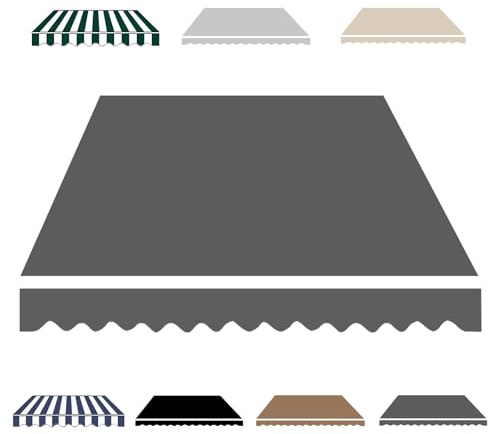 2.0m 3.0m 4m 5m Ersatzstoff für Terrassenmarkise, UV-Beständiger für Terrassen-Sonnenschirme Balkon Außenbereich Garten, Langlebige Markisen Ersatzstoff Kein Rahmen(Grau,B300 x H250cm)