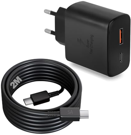 45W USB C Schnellladegerät Ladegerät mit USB Adapter 2 Ports Ladeadapter | für Samsung S26 S25 S24 S23 S22 Ultra Plus Tab S11 S10 S9 S8 Mehrfach Ladestecker Steckdose Stecker Charger mit Ladekabel 2m