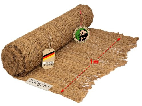 KARAT Ufermatte Nature - Erosionsschutz für Gartenarbeiten - Bis 20 m - Böschungsnetz - Hangsicherung - Kokos-Naturfasern - Witterungsbeständig (1 m x 10 m - 700 g/m²)
