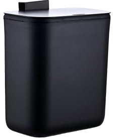 Relaxdays kitchen bin, 9 L, hanging waste bin, for food scraps & general waste, door-mounted, plastic, black