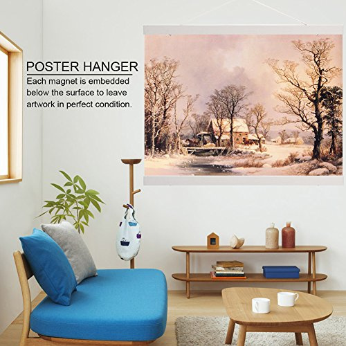 Acouto Porte-affiche Magnétique Moderne en Sciure de Bois, Matériau compressé, Affichage Facile des œuvres d'art, Cadre Suspendu de 40 Cm pour Photos et Impressions (70CM)