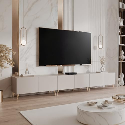 IDOHOME TV Lowboard stehend mit LED und 6 Fächern 300 cm Kaschmir