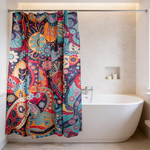 GZXGMY Rideau Douche Tissu Lavable, Rideau de Douche Anti Moisissure 180x180 cm, Rideau Douche Textile Imperméable et Hydrofuge, Rideaux de Douches pour Baignoire Salle de Bain avec 12 Anneaux