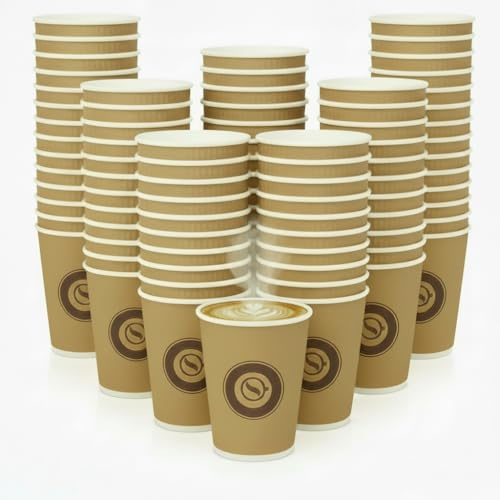 16oz Disposable Paper Cups Brown Single Wall Kraft Hot Drink Pack of 1000 | Recyclable food grade board, sturdy rolled rim, holds tea, coffee and takeaway drinks in cafes, events, parties and offices