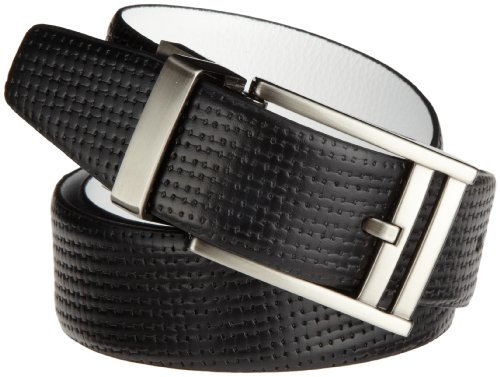 Nike Wendbarer Gürtel für Herren mit Korbstruktur, Schwarz/Weiß, 32