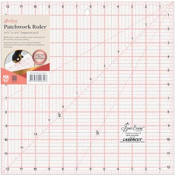 Sew Easy 12.5” Square Template – Quilting & Patchwork Rule for Applique Sewing, Transparent Acrylic Non-Slip