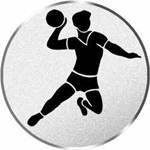 S.B.J - Sportland Pokal/Medaille Emblem, Motiv Handball-Herren, Durchmesser 50 mm, Silber