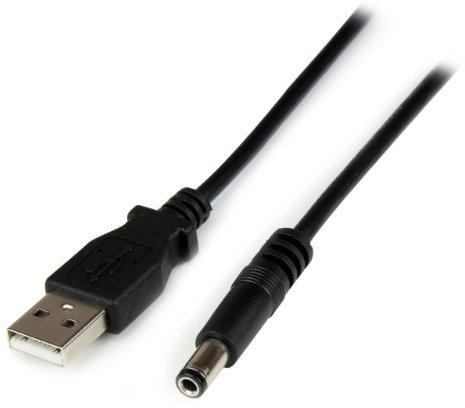 StarTech.com Câble d'alimentation USB vers connecteur annulaire de type N - Cordon CC USB vers 5,5 mm 5 V - 1 m (USB2TYPEN1M)