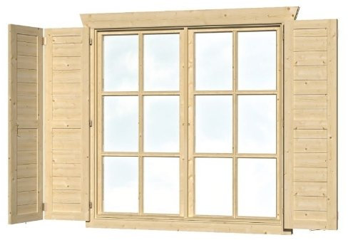 SKAN HOLZ Fensterläden für Doppelfenster Gartenhäuser - Zubehör, natur, 2.5 x 57.5 x 123.5 cm