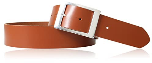 FRONHOFER Gürtel Damen 4 cm, Taillengürtel, Hüftgürtel aus echtem Leder, silberne Schnalle 17575, Größe:Körperumfang 120 cm/Gesamtlänge 135 cm, Farbe:Cognac