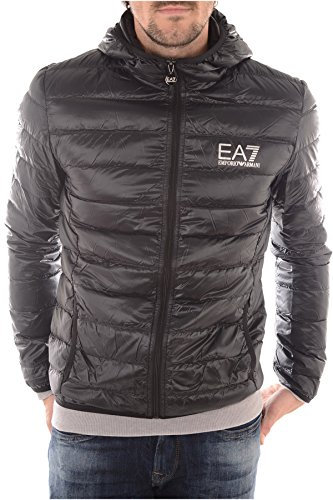 Emporio Armani Herren Train Core Daunenjacke mit Kapuze Steppjacke, schwarz, Large