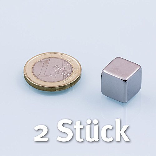 Neodym-Würfelmagnet, 12 mm, N48, vernickelt, Haftkraft ca. 6,3 kg