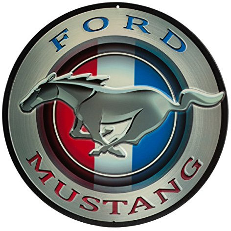 Ford Mustang Round Embossed Metal Sign - Vintage Ford Mustang Sign for Garage or Man Cave