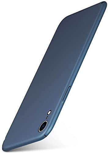moex Alpha Case für Apple iPhone XR Hülle Ultra Dünn, Schutzhülle mit erhöhtem Kameraschutz, Slim Cover Hardcase Backcover, Dünnste Handyhülle Minimalistisch, Metallic Blau