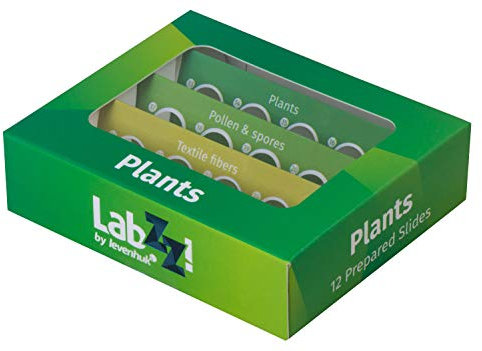 Levenhuk LabZZ P12 Plants Educational Prepared Microscope Slides Set of 12 Biological Samples for Kids with Curiosity for Botany