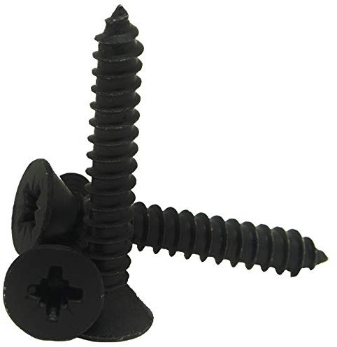 3.5mm x 13mm / No.6 x 1/2 Pozi Flat Head Countersunk Self Tappers Tapping Screws Zinc Plated Black DIN 7981-10 Pack