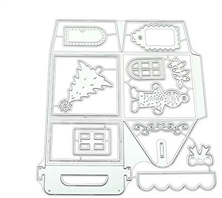 TankMR, Matrice da taglio per creazioni fai-da-te su carta, stencil, album per ritagli e decorazioni artigianali, motivo: casetta natalizia