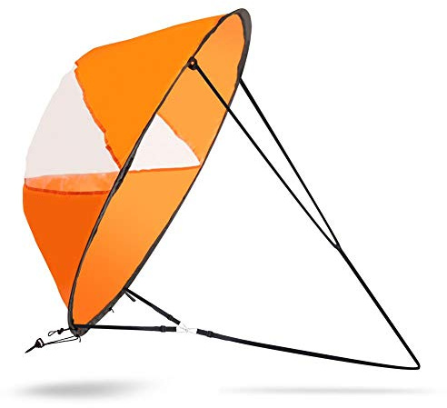 VBESTLIFE Kayak de 42 pulgadas con pala plegable a prueba de viento, kit para vela de kayak con ventana transparente para kayak, canoas, botes inflables, tablas de paddle (naranja)