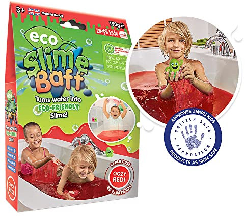 Eco Slime Baff Red de Zimpli Kids, 1 Paquete de baño o 6 usos de Juego, Convierte el Agua en Gooey Slime, Juguete sensorial y baño para niños, Regalo Biodegradable Certificado
