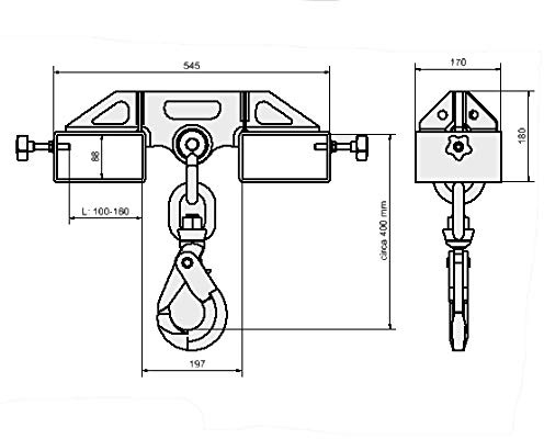 Lasthaken für Gabelstapler 5 Tonnen – Stapler-Anbauhaken für Gabelzinken, inkl. Wirbellasthaken und Omega Schäkel | Industrielösung für Schwerlasttransport