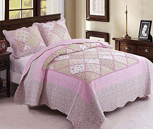 Tagesdecke Im Amerikanischen Stil Bettüberwurf Aus Baumwolle Gesteppte Tagesdecken 3-teilige Bettwäsche Dekoration Queen 220x240cm Multifunktion Alle Jahreszeiten Bettdecke + 2 Kissenbezug 50x70 cm,F