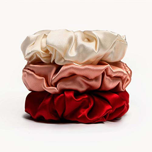 100% Silk Scrunchies, Haargummis Starker Halt für Mädchen & Damen, Haargummis Scrunchie, Scrunchies Samt, Einfarbige Elastische Dicke Bänder, Weiche Seile Pferdeschwanzhalter Frauen Haarschmuck
