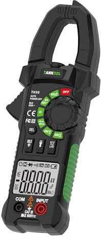 TANKOOL Pinza Amperometrica TRMS 6000 Conteggi, Tester Automatico di Tensione e Ampere con NCV Misura Tensione AC/DC, Corrente AC, Resistenza, Capacità, Continuità, Diodo