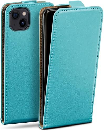 moex Flip Case for Apple iPhone 13, Foldable, 360 Degree All-Round Full Protection, Vegan Leather Flip Case with Vertical Flap, Magnetic - Turquoise