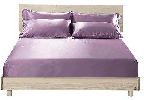 LILYSILK Spannbettlaken Seide mit Rundumgummi - in vielen Farben und Größen - 100% Reine 19 Momme Maulbeerseide Laken Bettlaken Spannbetttuch Bettwäsche - Lavender 140x200+30cm