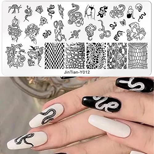 NICENEEDED Snake Nail Art Stempelplatten, Geometrie-Nagelstempelvorlagen Für Nailart-Ausrüstung, Animal Design Nagelplatte Für DIY Nail Decor Nail Art Tools