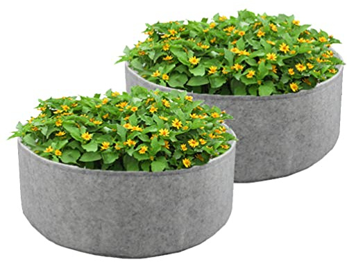 Stareal 2er-Pack 30 Gallonen große Pflanztasche, strapazierfähiger Stoff, rund, erhöhtes Gartenbeet, Pflanztöpfe zum Pflanzen von Kräuterblumen, Gemüse, Kartoffelpflanzen, 70 cm (D) x 30 cm (H), Grau