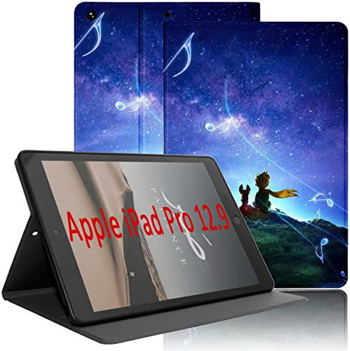 Yoedge Funda para iPad Pro 2021 12,9 5.ª Generación, Ultra Slim PU Cuero Flip Delgada Protectora Carcasa con Función de Soporte Smart Folio Tablet Cover para iPad Pro 12,9 2020 & 2018, Principito 2