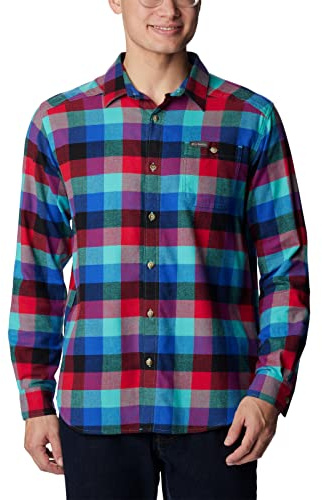 Columbia Cornell Woods Herren Flanell-Langarmhemd, Bright Aqua Buffalo Check, XX-Large