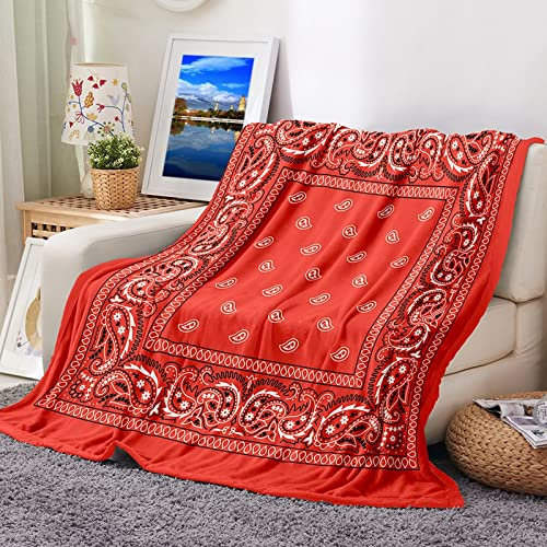 Wohndecke Kinder, Kuscheldecke 200X150 Flauschig Rot Sofaüberwurf Flanell Paisley Sofadecke Couchdecke
