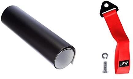 Simoni Racing FPN Fascia Parasole Adesiva, Logo Simoni Racing & UTS Gancio Traino in Tessuto, Rosso
