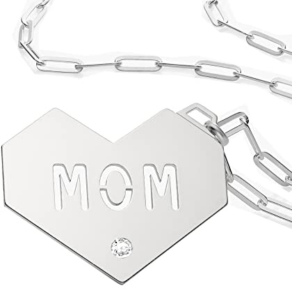 Oak & Luna Halskette mit großem Herz-Anhänger, personalisierbar, Diamant-Option, Sterling-Silber 0,925, Gold- und Rotgold-Vermeil, Edelmetalle, zierlicher individueller Schmuck für Sie, Sterling