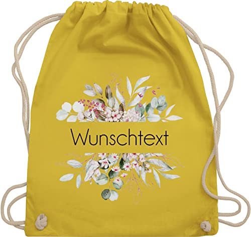 Turnbeutel Rucksack - Aufdruck selbst gestalten - Wunschtext I Geschenk personalisiert I Geschenk Weihnachten - Unisize - Gelb - selber bedrucken eigener beschriftung juterucksack kindergarten name