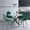 GOLDFAN Ensemble de Table à Manger avec 4 Chaises Table à Manger Ronde Table à Manger en Verre Table Chaises Vert Velours Chaises de Style Modern Table Set (Noir + Vert)