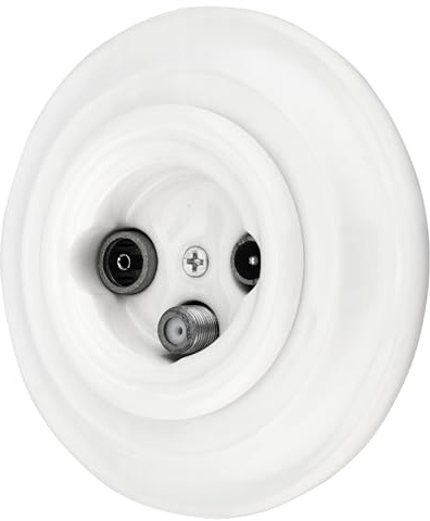 Unterputz Porzellan Retro Antennendose 3-Loch, All-in-One, Serie PR1 weiß